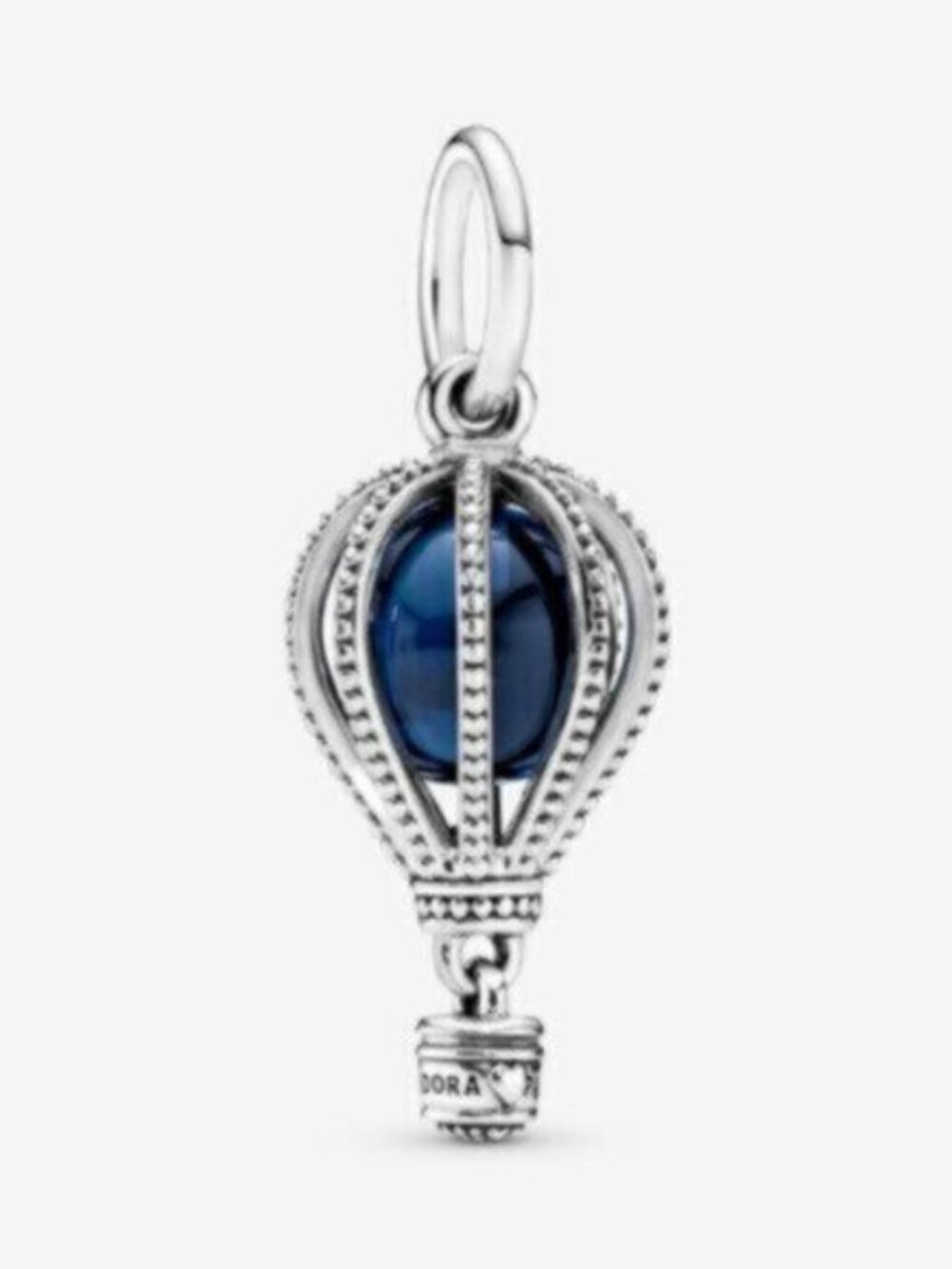 Pandora Silver Hot Air Balloon Charm with Deep Blue Enamel